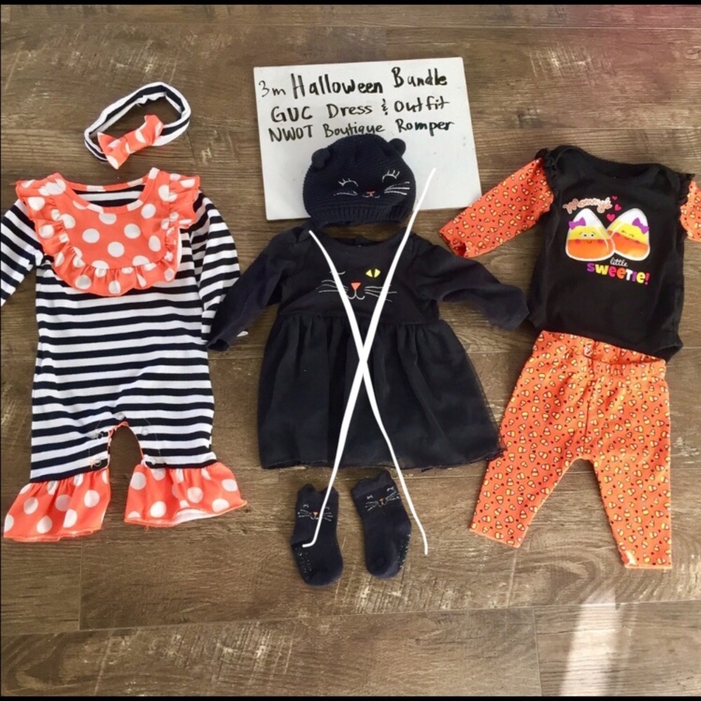 NWOT 3-6 month Boutique Halloween Outfit Bundle